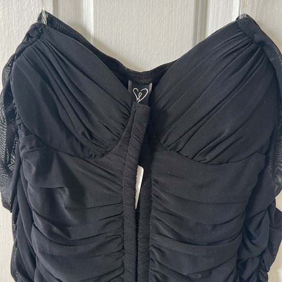 Black Corset Off Shoulder Mesh Dress - Bodycon - Picture 3 of 3